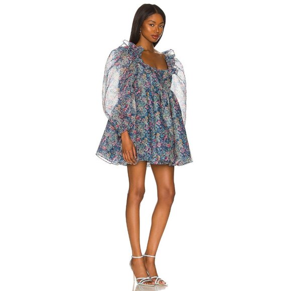NWT Selkie The Mayfair in Secret Garden Floral Organza Puff Mini Dress XXL 2XL - Picture 2 of 10